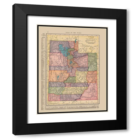 Utah - Hammond 1910 Black Modern Wood Framed Art Print with Double Matting by Hammond