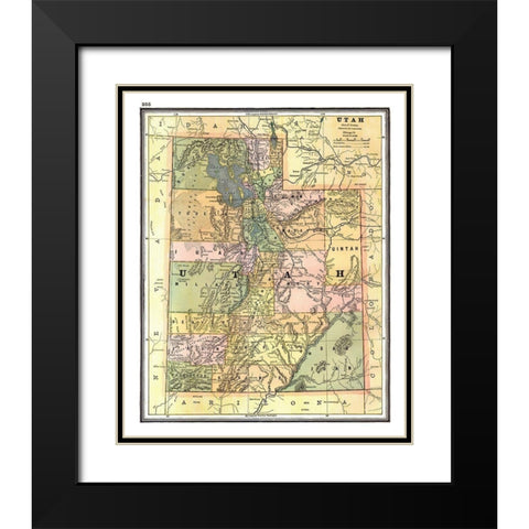 Utah - Johnson 1888 Black Modern Wood Framed Art Print with Double Matting by Johnson