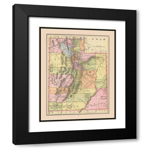 Utah - Cram 1892 Black Modern Wood Framed Art Print with Double Matting by Cram