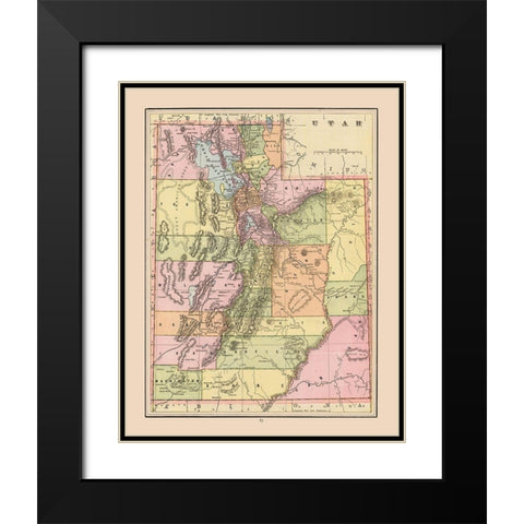 Utah - Cram 1892 Black Modern Wood Framed Art Print with Double Matting by Cram