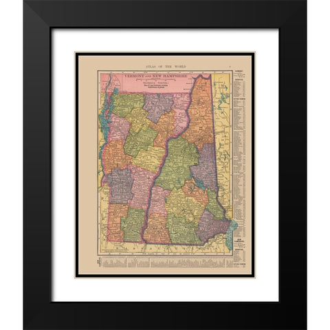 Vermont, New Hampshire - Hammond 1910 Black Modern Wood Framed Art Print with Double Matting by Hammond