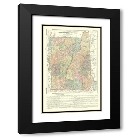 Vermont and New Hampshire - Monteith 1882 Black Modern Wood Framed Art Print with Double Matting by Monteith