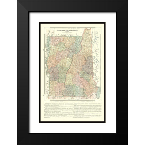 Vermont and New Hampshire - Monteith 1882 Black Modern Wood Framed Art Print with Double Matting by Monteith
