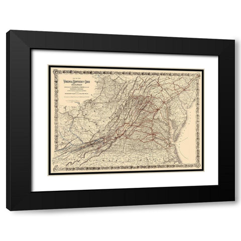 Virginia, Kentucky and Ohio Railroad 1881 Black Modern Wood Framed Art Print with Double Matting by Colton