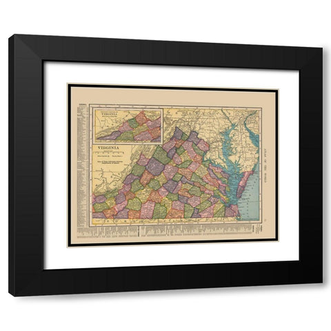 Virginia - Hammond 1910 Black Modern Wood Framed Art Print with Double Matting by Hammond