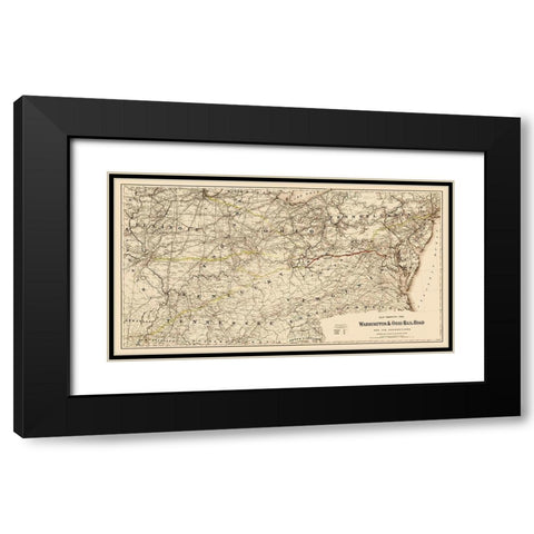 Washington and Ohio Railroad - Colton 1870 Black Modern Wood Framed Art Print with Double Matting by Colton