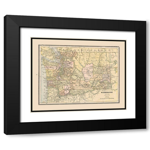 Washington, United States - Cram 1888 Black Modern Wood Framed Art Print with Double Matting by Cram