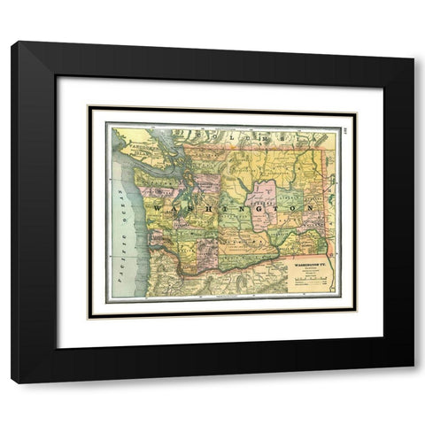 Washington - Johnson 1888 Black Modern Wood Framed Art Print with Double Matting by Johnson