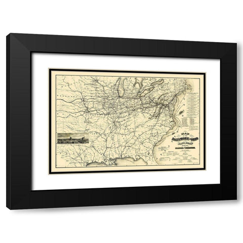 Baltimore and Ohio Railroad - Balto 1878 Black Modern Wood Framed Art Print with Double Matting by Balto