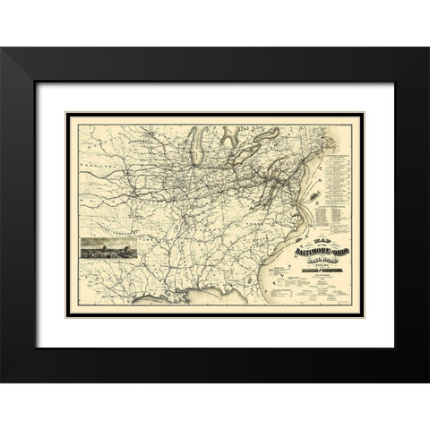 Baltimore and Ohio Railroad - Balto 1878 Black Modern Wood Framed Art Print with Double Matting by Balto