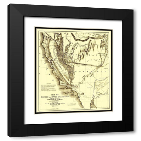 Oregon, Upper California - Preuss 1848 Black Modern Wood Framed Art Print with Double Matting by Preuss