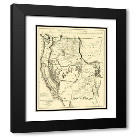 Oregon, Upper California - Weber 1848 Black Modern Wood Framed Art Print with Double Matting by Weber