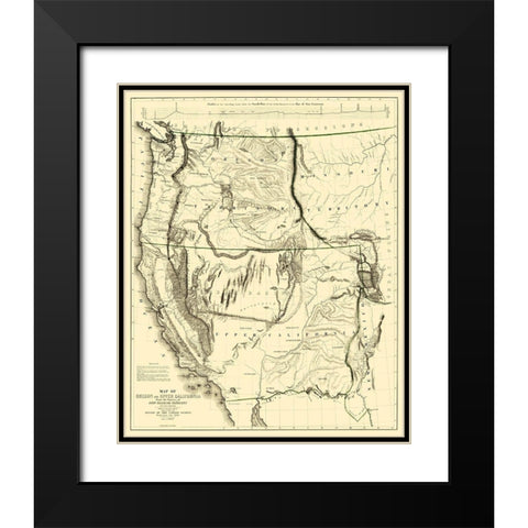 Oregon, Upper California - Weber 1848 Black Modern Wood Framed Art Print with Double Matting by Weber