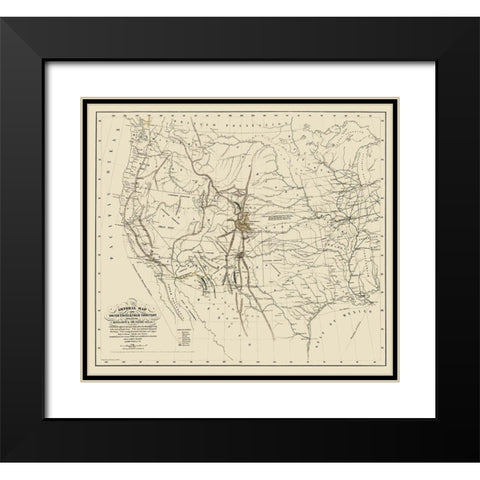 United States and Territories West of Mississippi Black Modern Wood Framed Art Print with Double Matting by Mclean