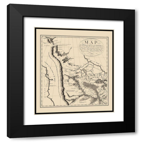 Western North America - Collot 1796 Black Modern Wood Framed Art Print with Double Matting by Collot