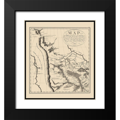 Western North America - Collot 1796 Black Modern Wood Framed Art Print with Double Matting by Collot