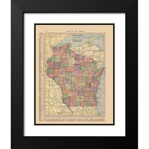 Wisconsin - Hammond 1910 Black Modern Wood Framed Art Print with Double Matting by Hammond