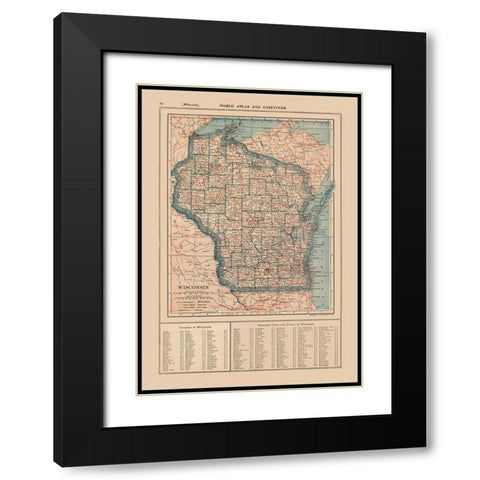 Wisconsin - Poates 1921 Black Modern Wood Framed Art Print with Double Matting by Poates