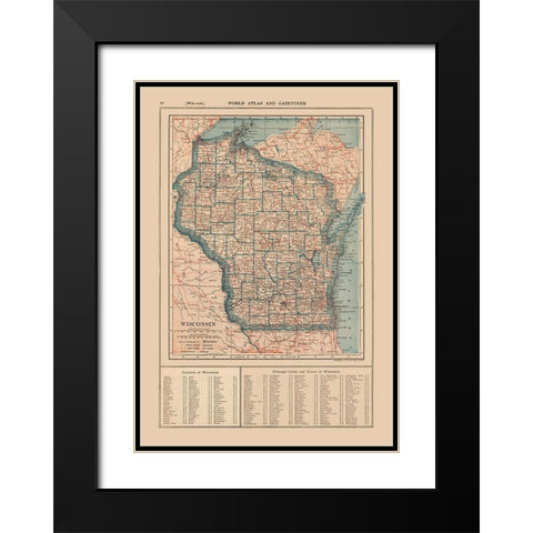 Wisconsin - Poates 1921 Black Modern Wood Framed Art Print with Double Matting by Poates