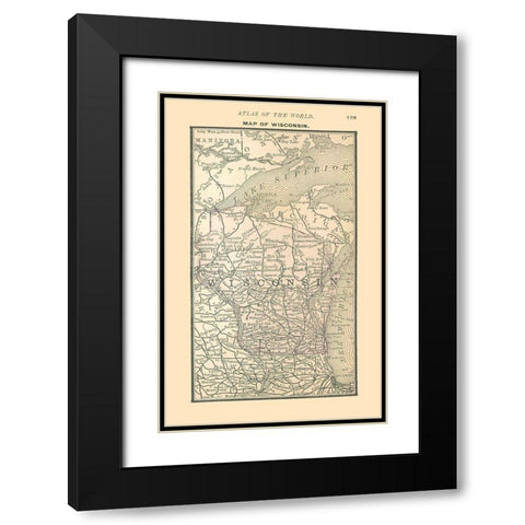 Wisconsin - Alden 1886 Black Modern Wood Framed Art Print with Double Matting by Alden