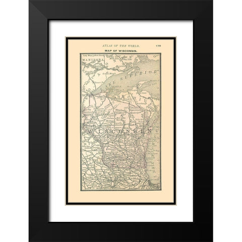Wisconsin - Alden 1886 Black Modern Wood Framed Art Print with Double Matting by Alden
