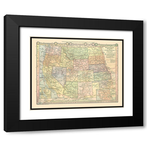 Western States - Monteith 1882 Black Modern Wood Framed Art Print with Double Matting by Monteith
