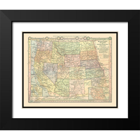 Western States - Monteith 1882 Black Modern Wood Framed Art Print with Double Matting by Monteith