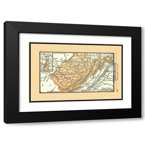 West Virginia - Alden 1886 Black Modern Wood Framed Art Print with Double Matting by Alden