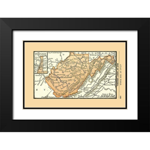West Virginia - Alden 1886 Black Modern Wood Framed Art Print with Double Matting by Alden