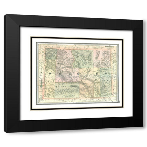 Wyoming - Johnson 1888 Black Modern Wood Framed Art Print with Double Matting by Johnson