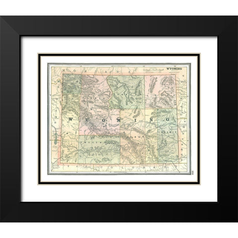 Wyoming - Johnson 1888 Black Modern Wood Framed Art Print with Double Matting by Johnson