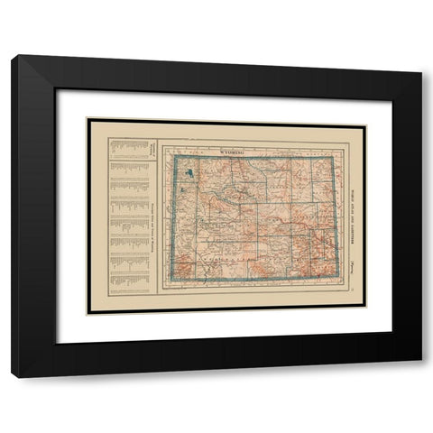 Wyoming - Poates 1921 Black Modern Wood Framed Art Print with Double Matting by Poates