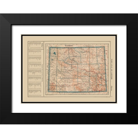 Wyoming - Poates 1921 Black Modern Wood Framed Art Print with Double Matting by Poates