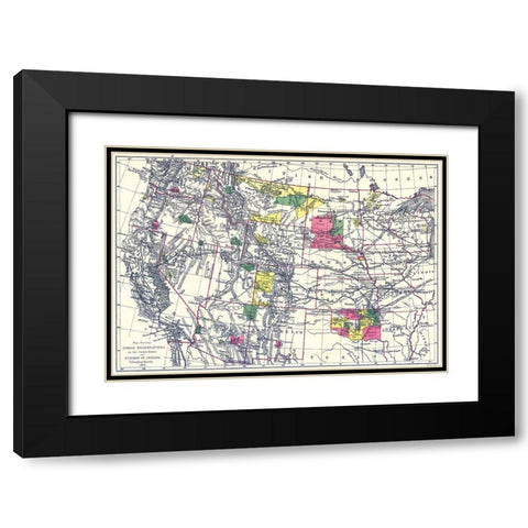 Indian Reservations In the United States - 1898 Black Modern Wood Framed Art Print with Double Matting by Bien