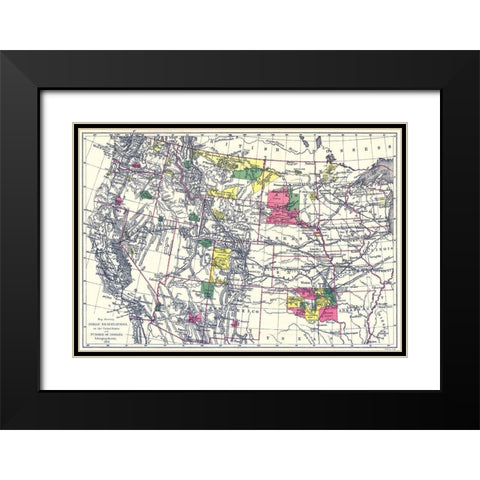 Indian Reservations In the United States - 1898 Black Modern Wood Framed Art Print with Double Matting by Bien