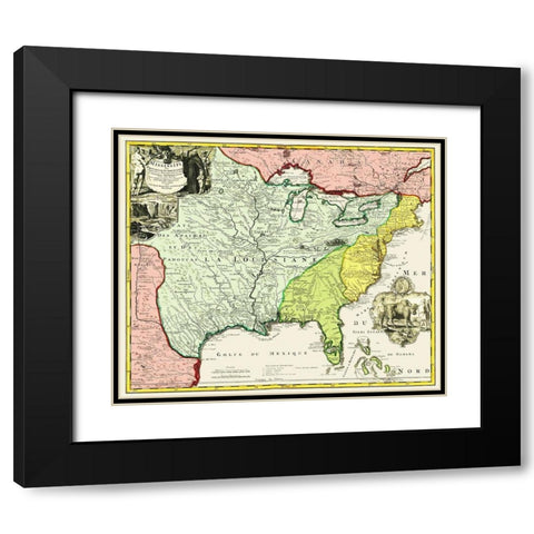 Mississippi, Louisiana - Hennepin 1687 Black Modern Wood Framed Art Print with Double Matting by Hennepin