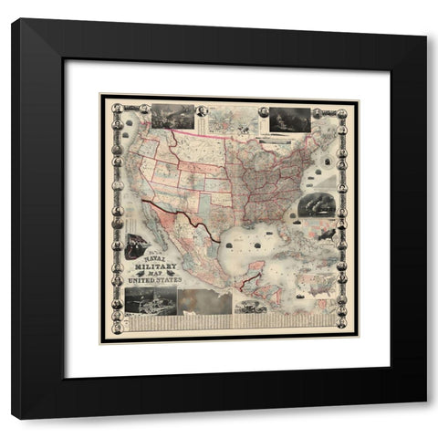 Naval Military of United States - Smith 1862 Black Modern Wood Framed Art Print with Double Matting by Smith