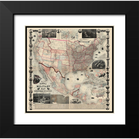 Naval Military of United States - Smith 1862 Black Modern Wood Framed Art Print with Double Matting by Smith