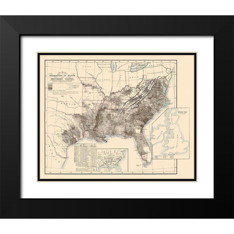 Disributiont of Slaves In the Southern States 1865 Black Modern Wood Framed Art Print with Double Matting by Steinwehr