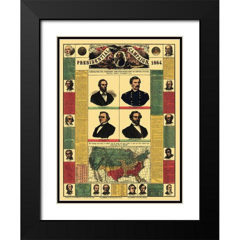 Presidential Campaign - Lloyd 1864 Black Modern Wood Framed Art Print with Double Matting by Lloyd