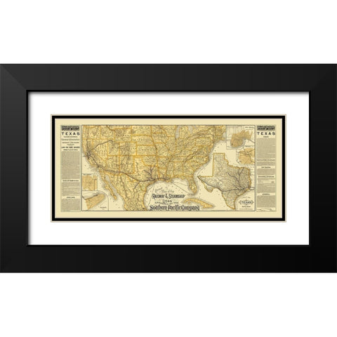 Southern Pacific Railroads, Steamship Lines Black Modern Wood Framed Art Print with Double Matting by Poole