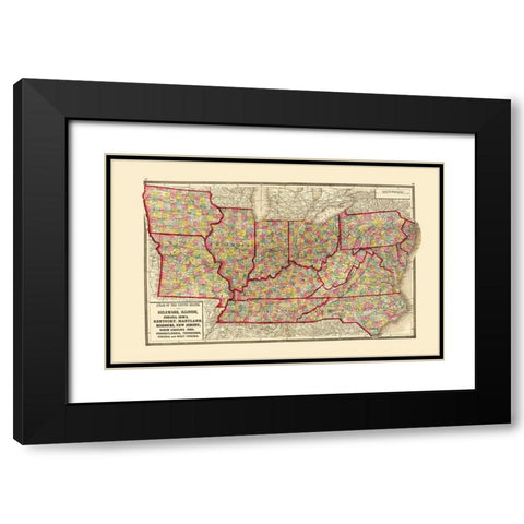 US - Iowa and Missouri - Pennsylvania and Carolina Black Modern Wood Framed Art Print with Double Matting by Baltimore