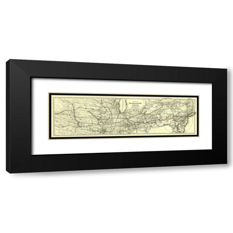Iowa and Missouri State Line Railroad 1868 Black Modern Wood Framed Art Print with Double Matting by Colton
