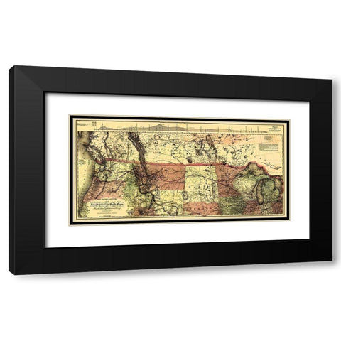 Northern Pacific, Lake Superior to Pacific 1868 Black Modern Wood Framed Art Print with Double Matting by Colton
