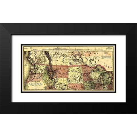 Northern Pacific, Lake Superior to Pacific 1868 Black Modern Wood Framed Art Print with Double Matting by Colton