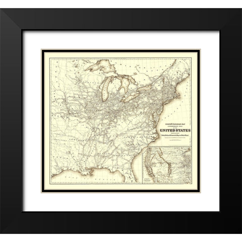United States Railroads - Colton 1870 Black Modern Wood Framed Art Print with Double Matting by Colton