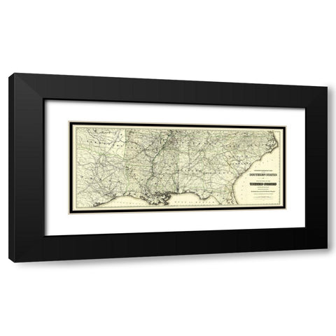 United States Southern Railroads - Colton 1883 Black Modern Wood Framed Art Print with Double Matting by Colton