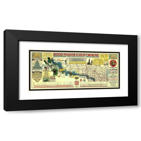 Custer Battlefield Highway - Mulford 1925 Black Modern Wood Framed Art Print with Double Matting by Mulford