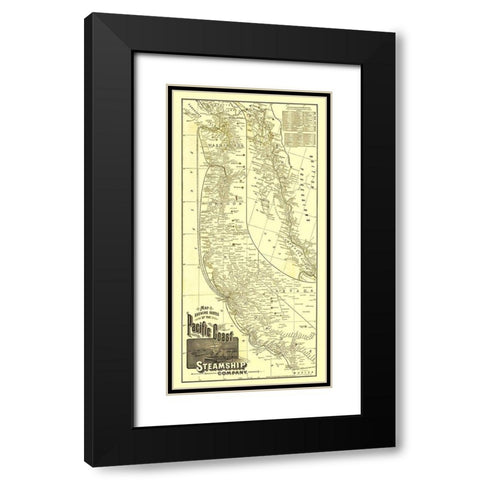 Pacific Coast Steamship Company Routes - 1891 Black Modern Wood Framed Art Print with Double Matting by McNally