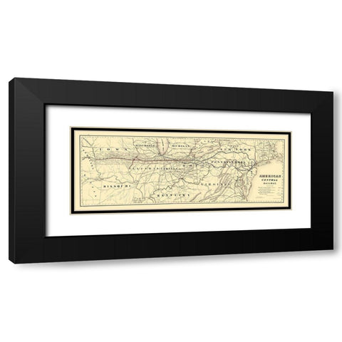 American Central Railway - Bien 1886 Black Modern Wood Framed Art Print with Double Matting by Bien